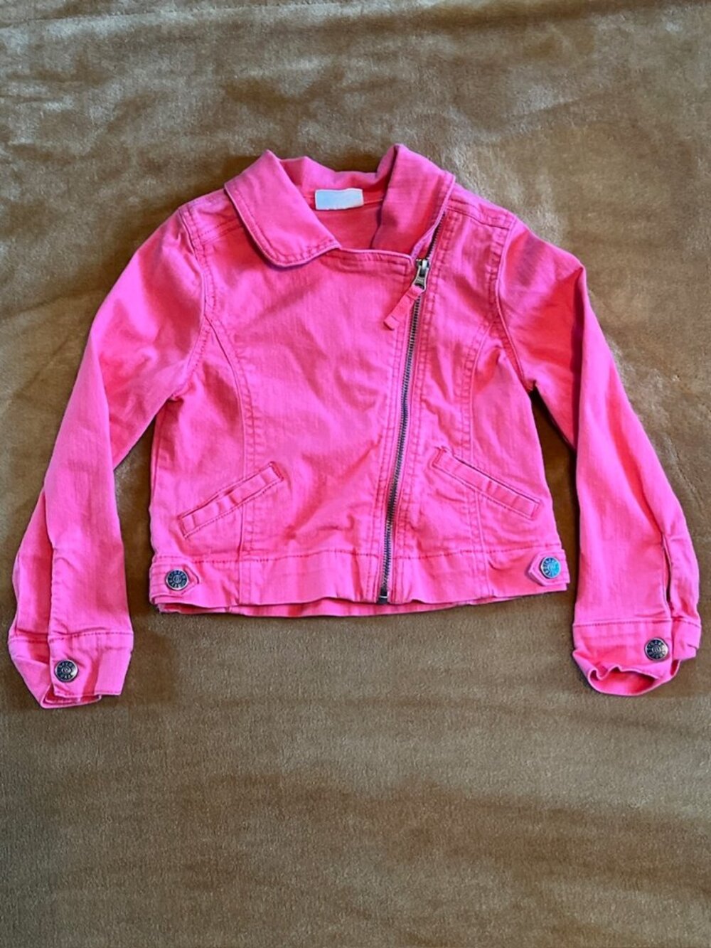 Crazy 8 Pink Jean Jacket Coat Girls size Small 5-6 Denim Stretch School Casual